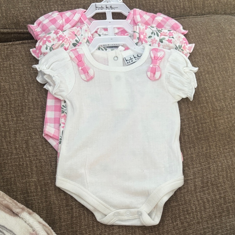 Nicole Miller White and Pink Bodysuit Set